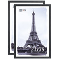 VCK 24x36 Poster Frames 2 Pack, Black Solid Wood Picture Frame, Textured Exclusive Wall Gallery Frame