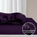 Cathay Home Essentials Ultra Soft Hypoallergenic Wrinkle Resistant Double Brushed Microfiber Bedding Sheet Set, Eggplant, Twin