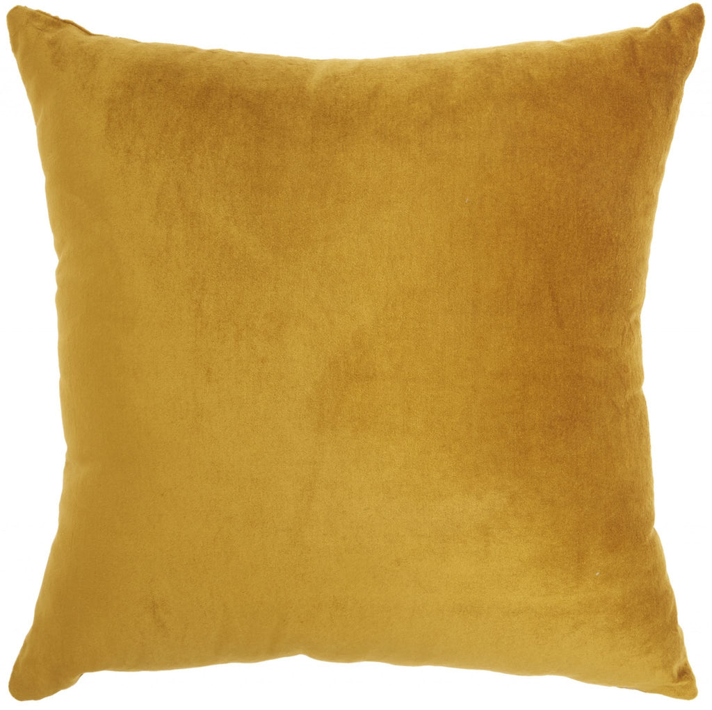 HomeRoots Grey Cotton Mustard and Silver Throw Pillow