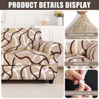 Searchi Stretch Sofa Cover Printed Couch Covers, Floral Pattern 2 Piece Armchair Slipcover With Separate Chair Cushion Cover, Washable Furniture Protector For Living Room(Armchair, Khaki)