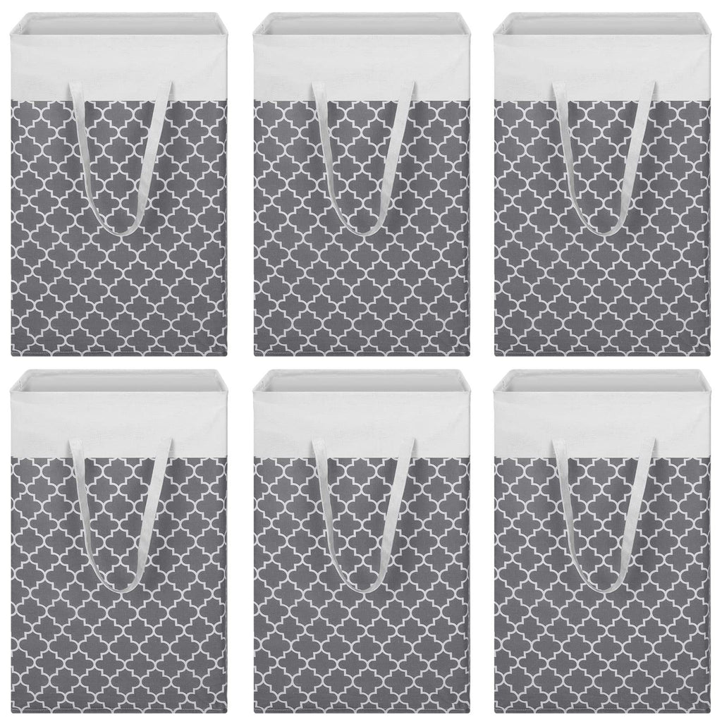 6 Pack Laundry Hamper 75L Collapsible Laundry Baskets with Long Handles Freestanding Dirty Clothes Hamper Waterproof Foldable La