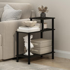 Furinno Turn-N-Tube 3-Tier Rectangular Sofa Side Table, End Table with Open Shelves, Espresso/Black