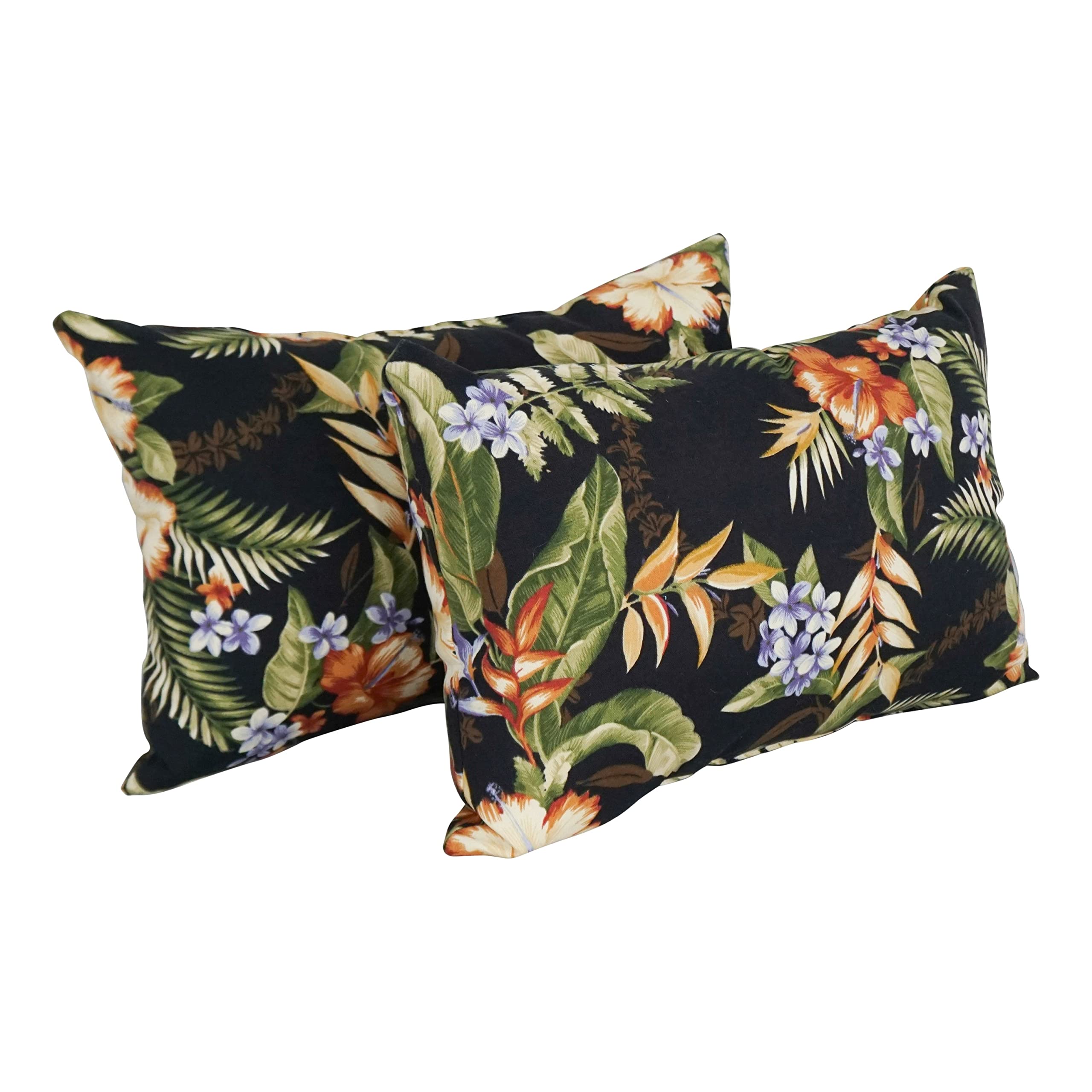 Blazing Needles 9911-S2-REO-12 Outdoor Throw Pillows (Set of 2), 12" x 20", Freeport Ebony