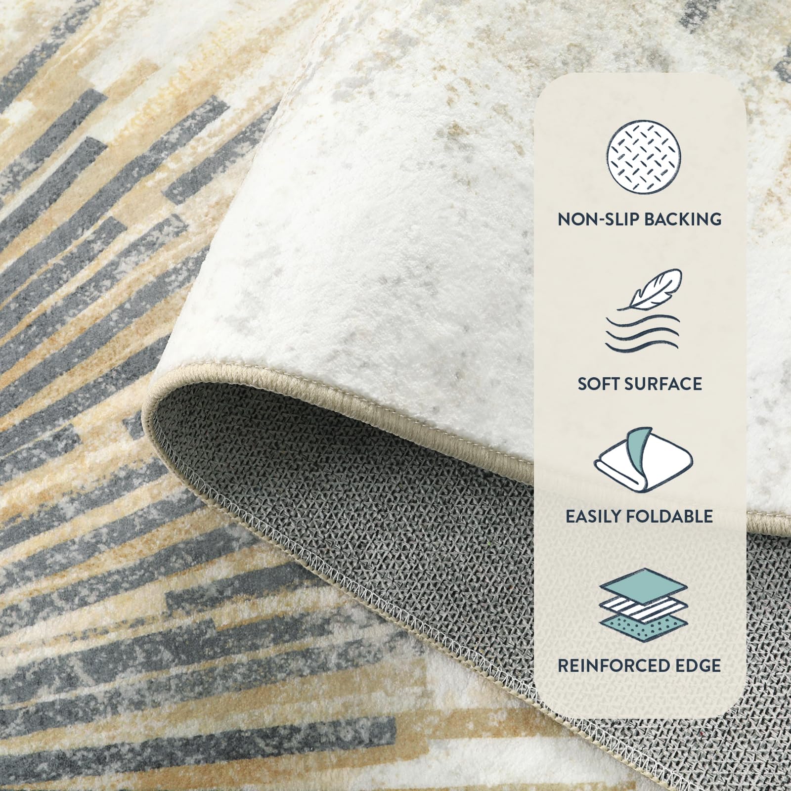 Lahome Modern Large Living Room Rug - Machine Washable Area Rug 6X9 Non-Slip Soft Bedroom Rugs Throw Ultra-Thin Rug For Dining R