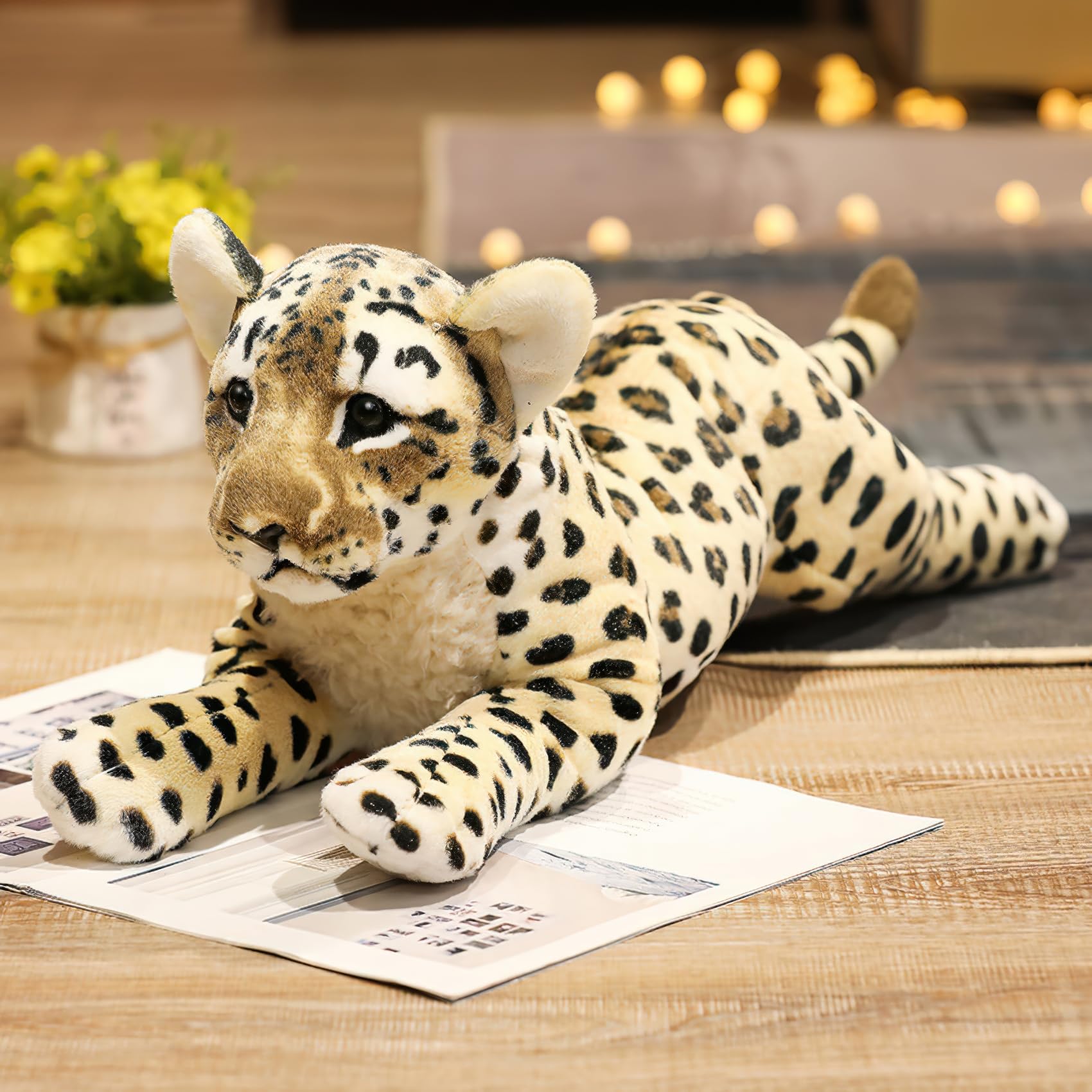Gisqis Cheetah Stuffed Animal, 24' Leopard Stuffed Animal Cheetah Stuffy Leopard Plush Toys Cute Safari Realistic Stuffed Anima