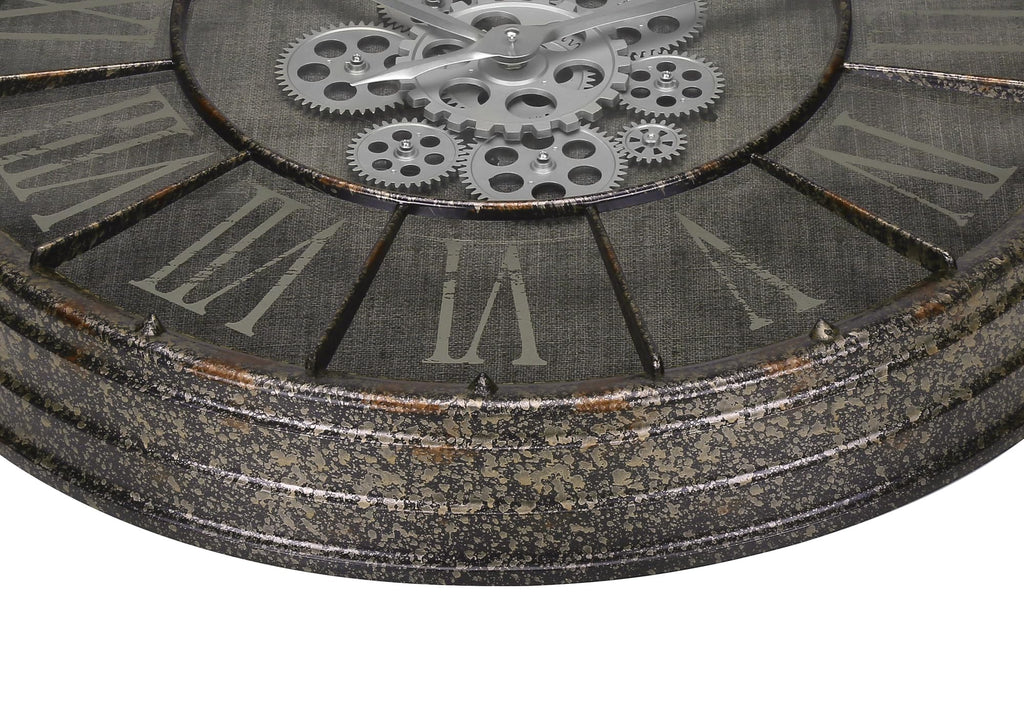 Monarch Specialties I 9075 Clocks, 24' Round, Gear Mechanism, Wall Clock, Grey, Transitional