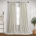 Flax Linen Long Sheer Curtains 120 Length For Dining Room 2 Panels Rod Pocket Window Treatment Cotton Textured Drapes Semi Privacy Beige Curtains For Sliding Glass Door Bedroom Living 52X120 Long