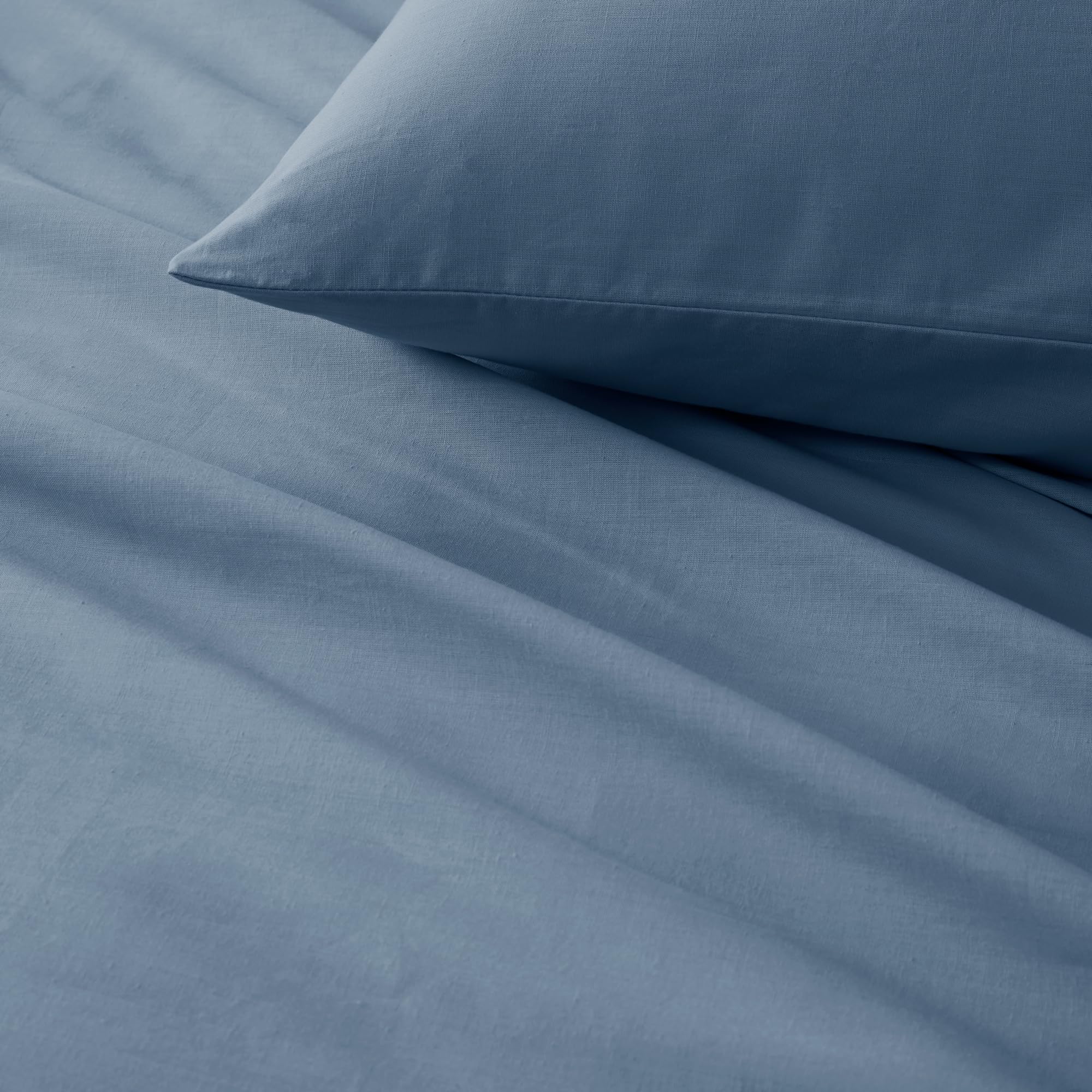 Comfort Spaces 100% Cotton Sheet Set Breathable, Lightweight, Soft With 14' Elastic Pocket Fits Up To 16' Mattress, All Season Cozy Bedding, Matching Pillow Case, Cal King Blue 4 Piece