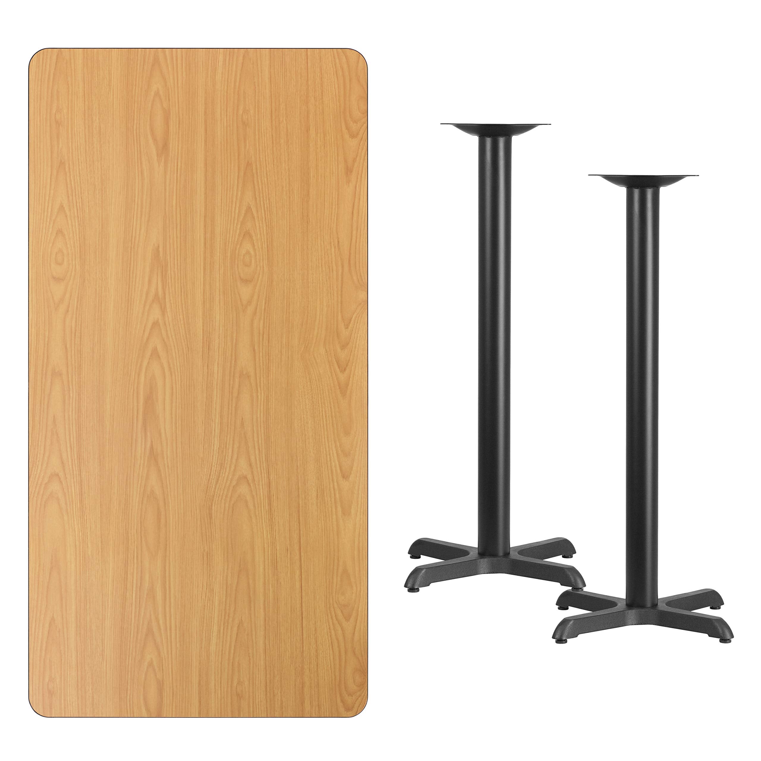 Flash Furniture Stiles 30'' X 60'' Rectangular Natural Laminate Table Top With 22'' X 22'' Bar Height Table Bases