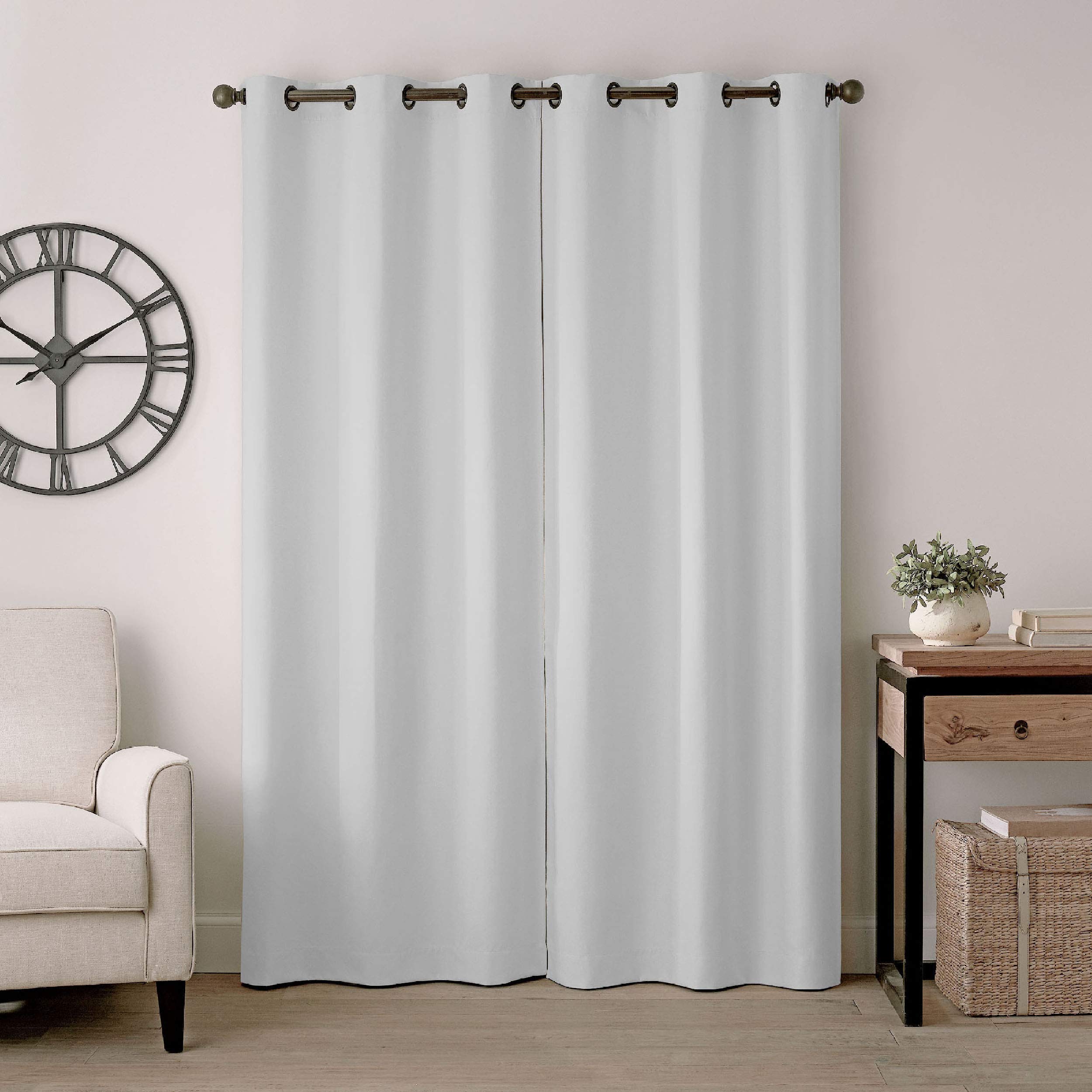 Eclipse Gabriella Grommet Top Curtains For Bedroom, Single Panel, 40'' X 63'', Light Grey