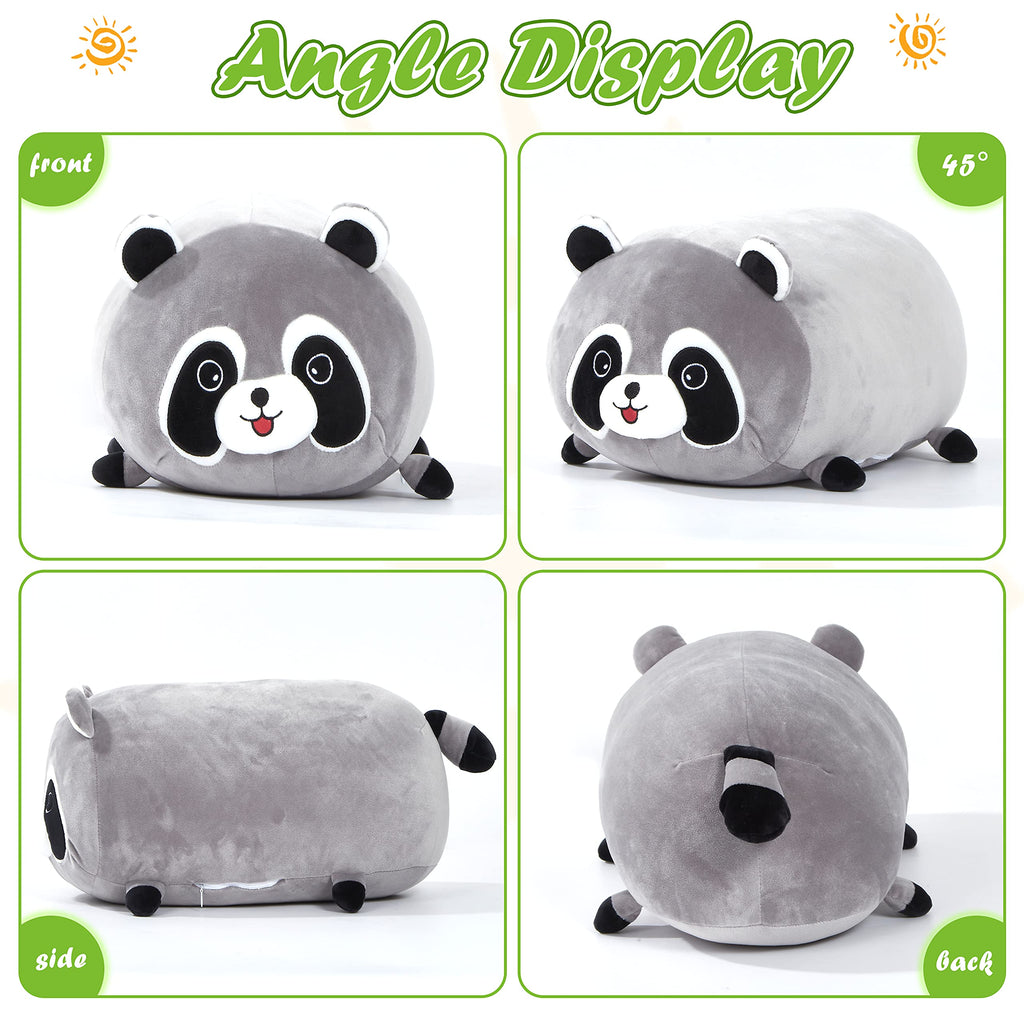 CozyWorld 20'' Raccoon Pillow - Gray Plush Stuffed Animal Toy for Kids Birthday Gifts