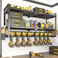 Soyeeze Power Tool Organizer,8 Drill Holder Wall Mount,3 Layer Power Tool Storage Rack,Garage Utility Tool Rack & Hanger With Sc