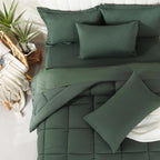 Downcool Full Size Comforter Sets, 7Pcs Full Size Bedding Sets Sage Green, All Season Down Alternative Bedding Comforter Sets Wi