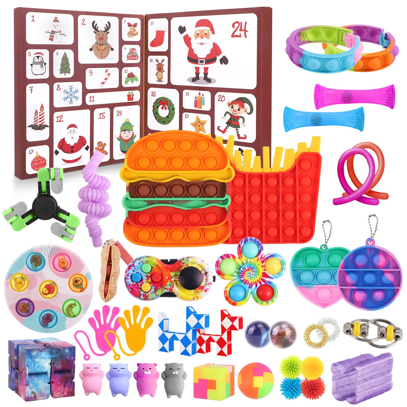 Fidget Advent Calendar 2024, 24 Days of Surprises Fidget Toys Box, Christmas Holiday Countdown Advent Calendars, Sensory Toy Fid