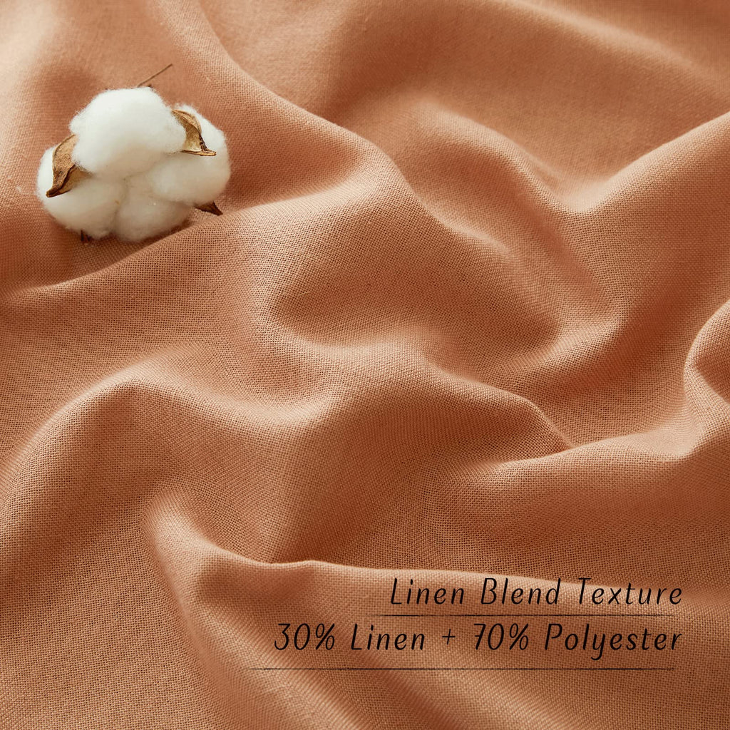 Nicetown Linen Burnt Orange Curtains 90 Inch Length 2 Panels, Grommet Privacy Added Thick Flax Linen Burlap Semi Sheer Light Filtering Window Treatments For Bedroom/Girls Room, W55 X L90