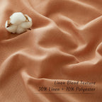 Nicetown Linen Burnt Orange Curtains 90 Inch Length 2 Panels, Grommet Privacy Added Thick Flax Linen Burlap Semi Sheer Light Filtering Window Treatments For Bedroom/Girls Room, W55 X L90