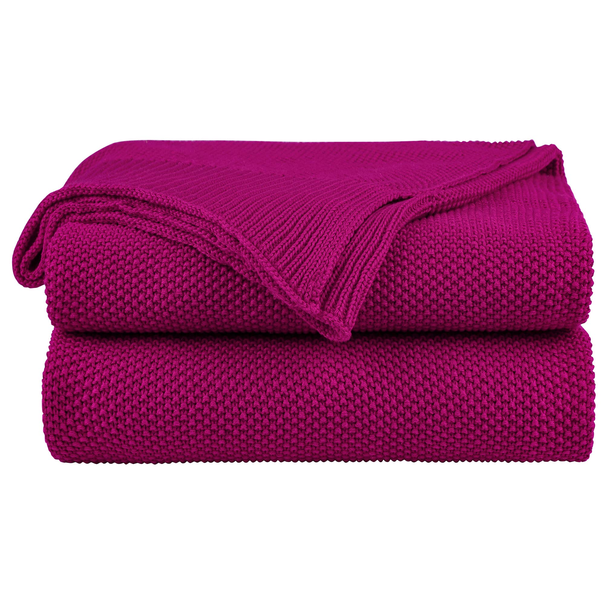 Piccocasa 100% Cotton Knit Throw Blanket,Solid Lightweight Decorative Throws And Blankets,Soft Knitted Throw Blanket For Sofa Co