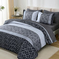 Dinjoy Queen Comforter Set Dark Gray Boho,7 Piece Bed In A Bag Queen Size Striped Black Bedding Sets Plaid Fall Comforters Bed S