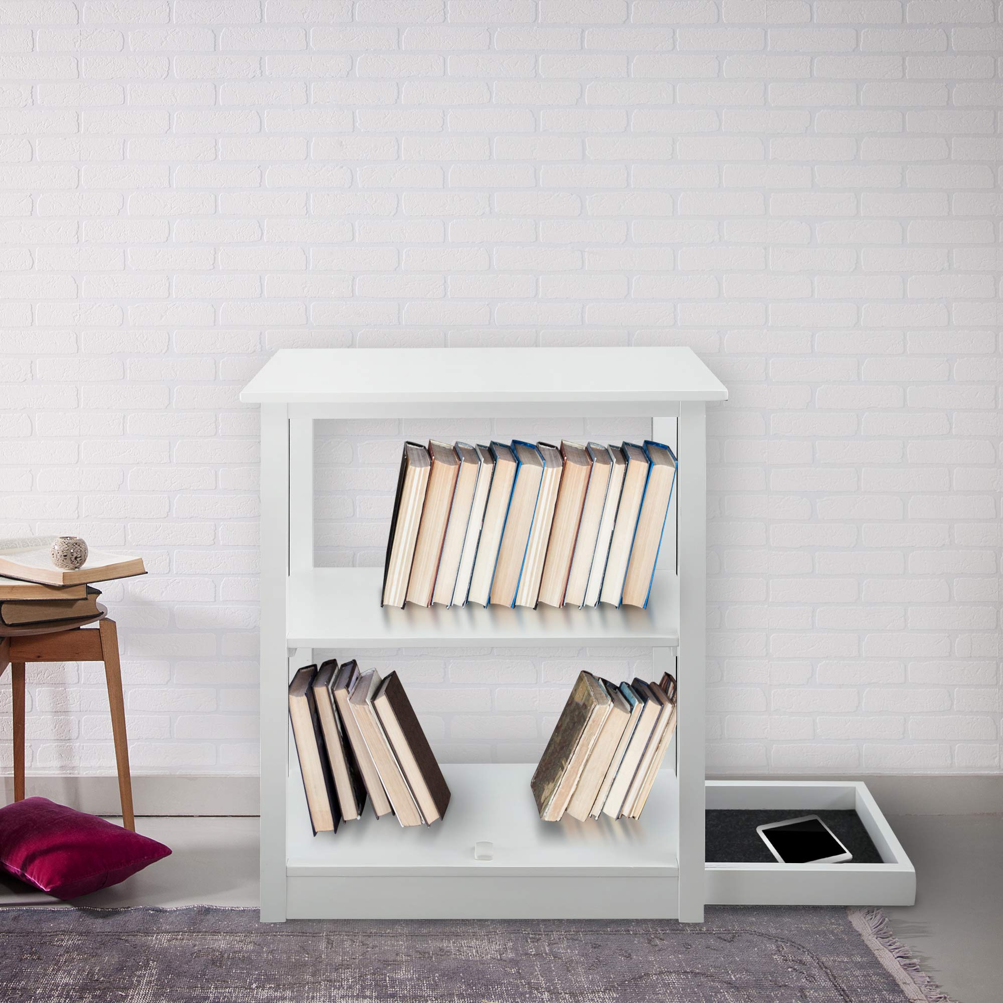 Casual Home Adams Bookcase With Concealed Sliding Track, Concealment Furniture