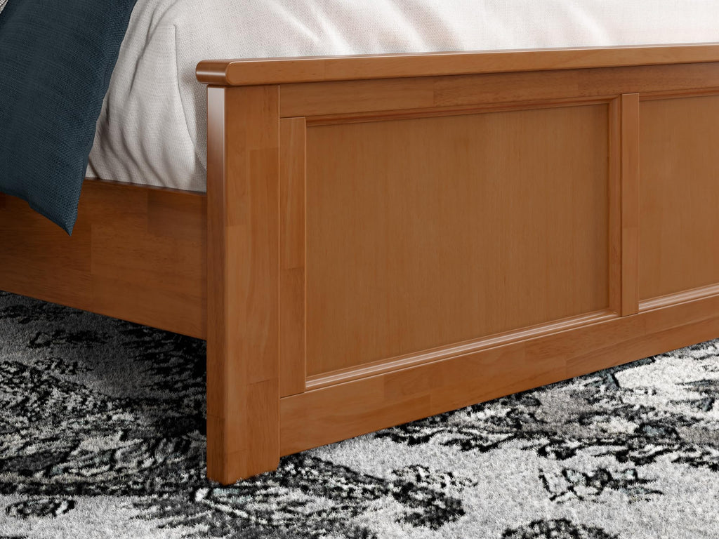 Afi, Charlotte King Solid Wood Low Profile Platform Bed With Matching Footboard, Light Toffee