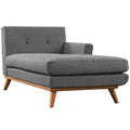 Modway Engage Mid-Century Modern Upholstered Fabric Right-Arm Chaise In Gray
