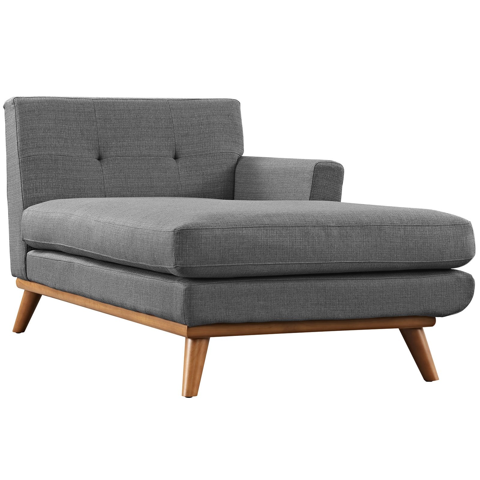 Modway Engage Mid-Century Modern Upholstered Fabric Right-Arm Chaise In Gray