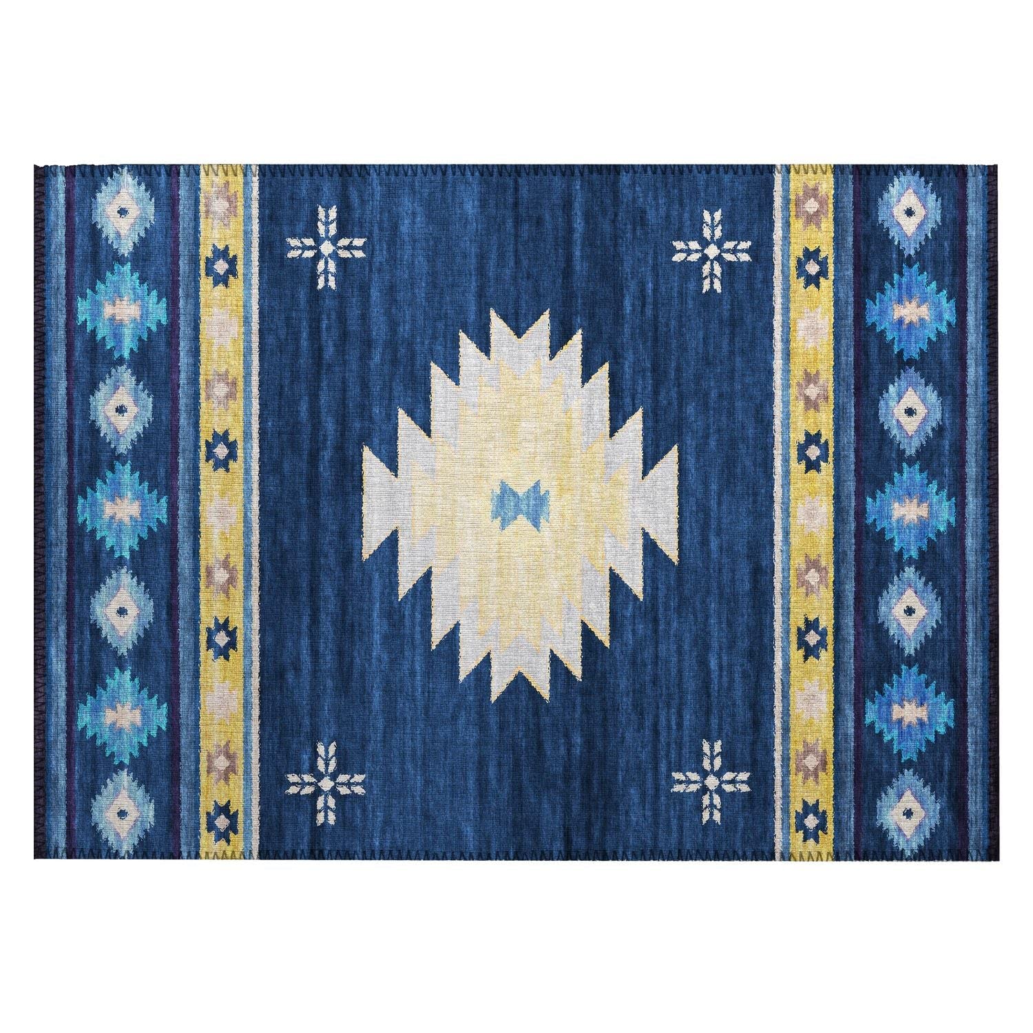 Phoenix Ph4 Blue Southwestern Rug Rectangle 5' X 7 ' 6"
