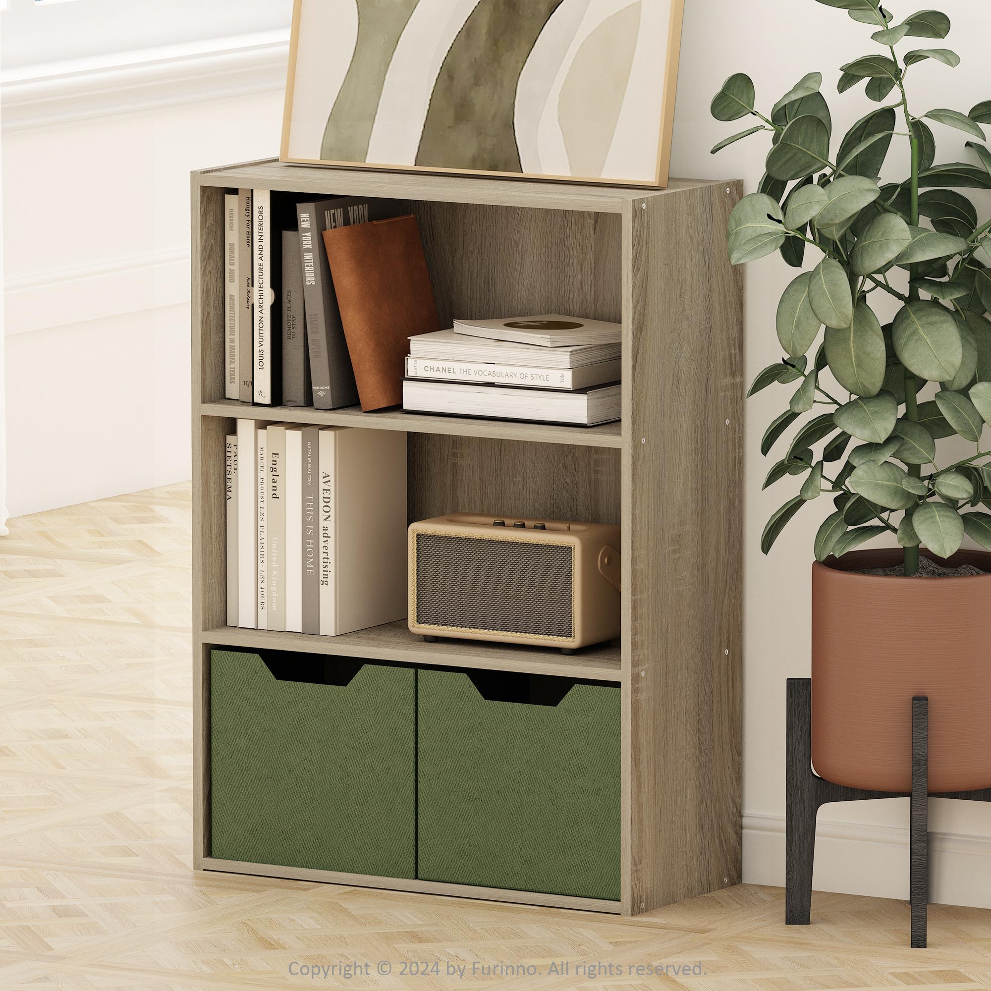 Furinno Pasir 3-Tier Open Shelf Bookcase, Sonoma Oak