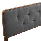 Modway Mod-6233-Wal-Cha Collins Tufted Full Fabric And Wood Headboard, Walnut Charcoal