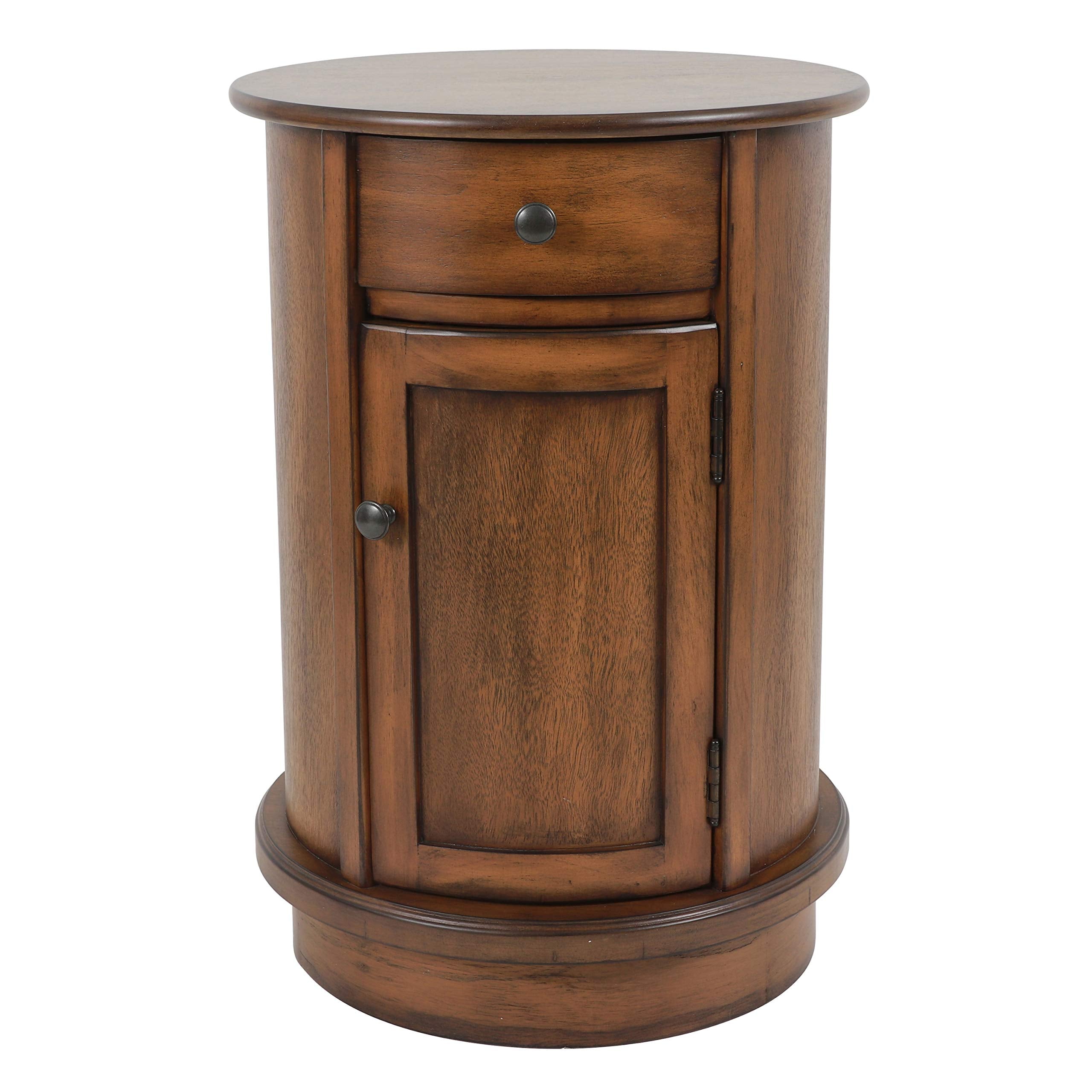 Decor Therapy Keaton Round Storage Side Table, Honeynut