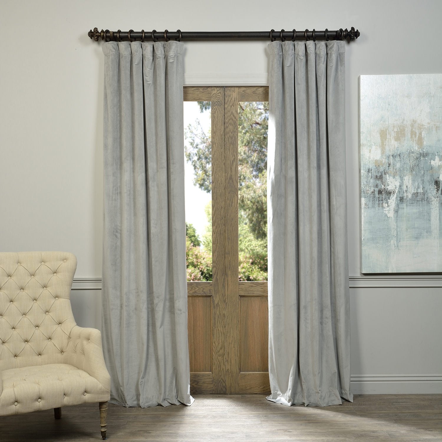 Hpd Half Price Drapes Signature Velvet Thermal Blackout Curtains For Living Room 96 Inch Long (1 Panel) Rod Pocket Insulated Blackout Curtains For Bedroom Window Curtains, 50W X 96L, Silver Grey