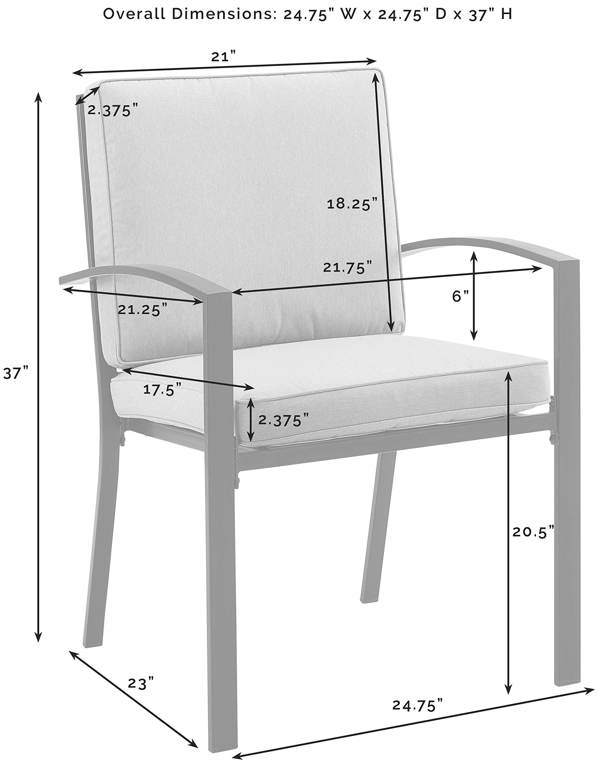 Crosley Furniture Kaplan 2-Piece Outdoor Chair Set, Dining Patio Chairs for Deck, Backyard, Oiled Bronze with Oatmeal Cushions