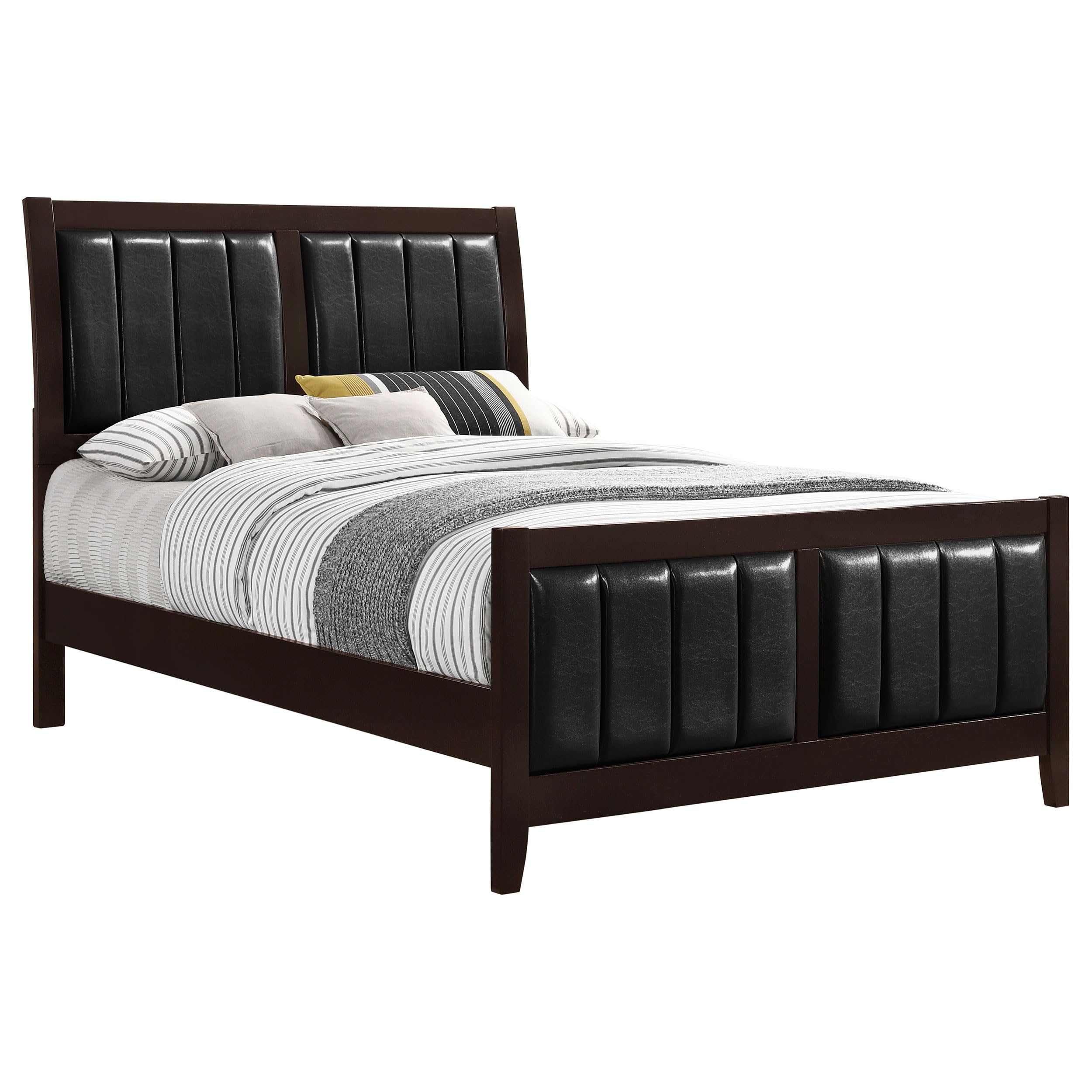 Coaster Home Furnishings Carlton Contemporary Leatherette Upholstered Queen Size Panel Bed Frame 51-inch Headboard Cappuccino 202091Q