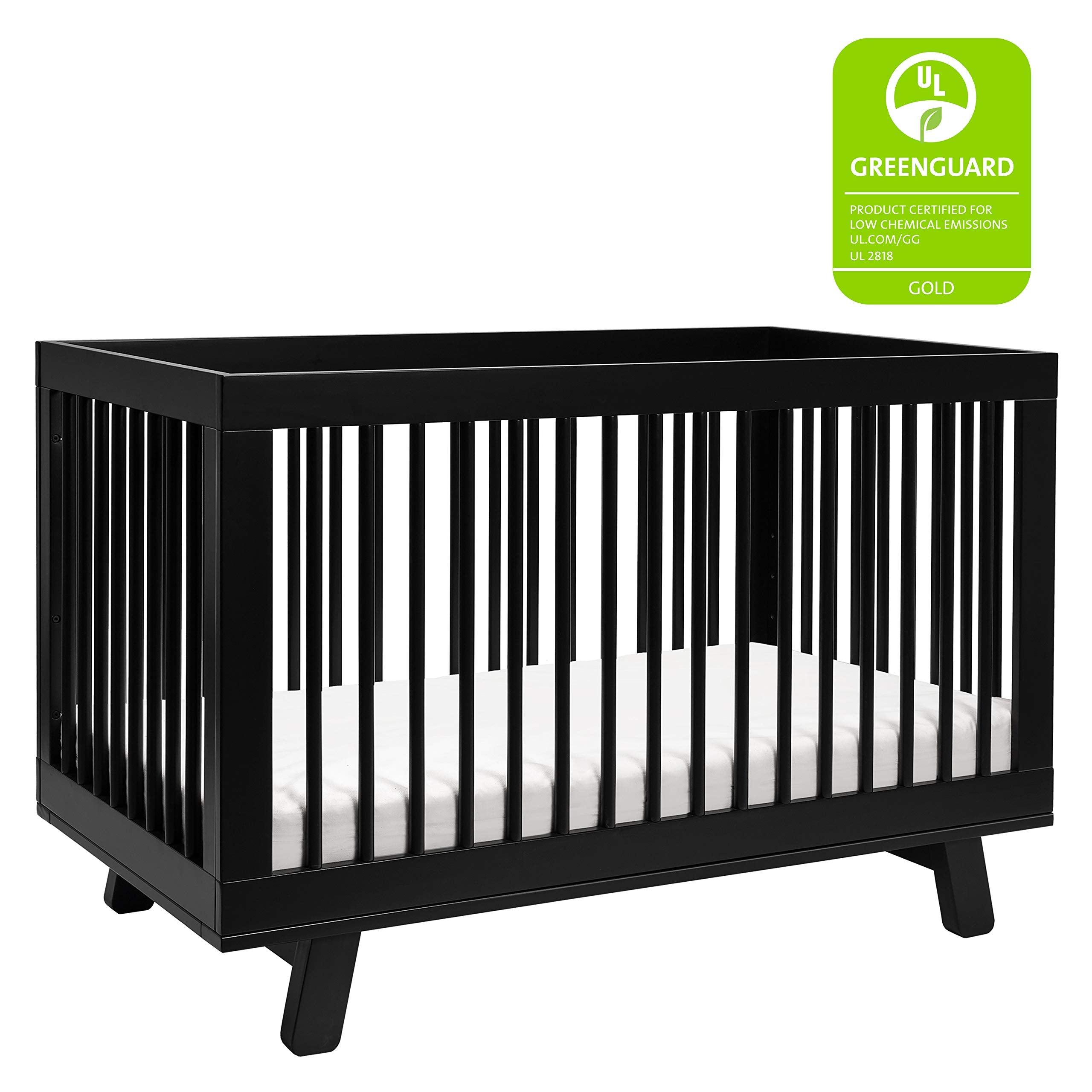 Babyletto Hudson 3-In-1 Convertible Crib With Toddler Bed Conversion Kit In White And Washed Natural, Greenguard Gold Certified