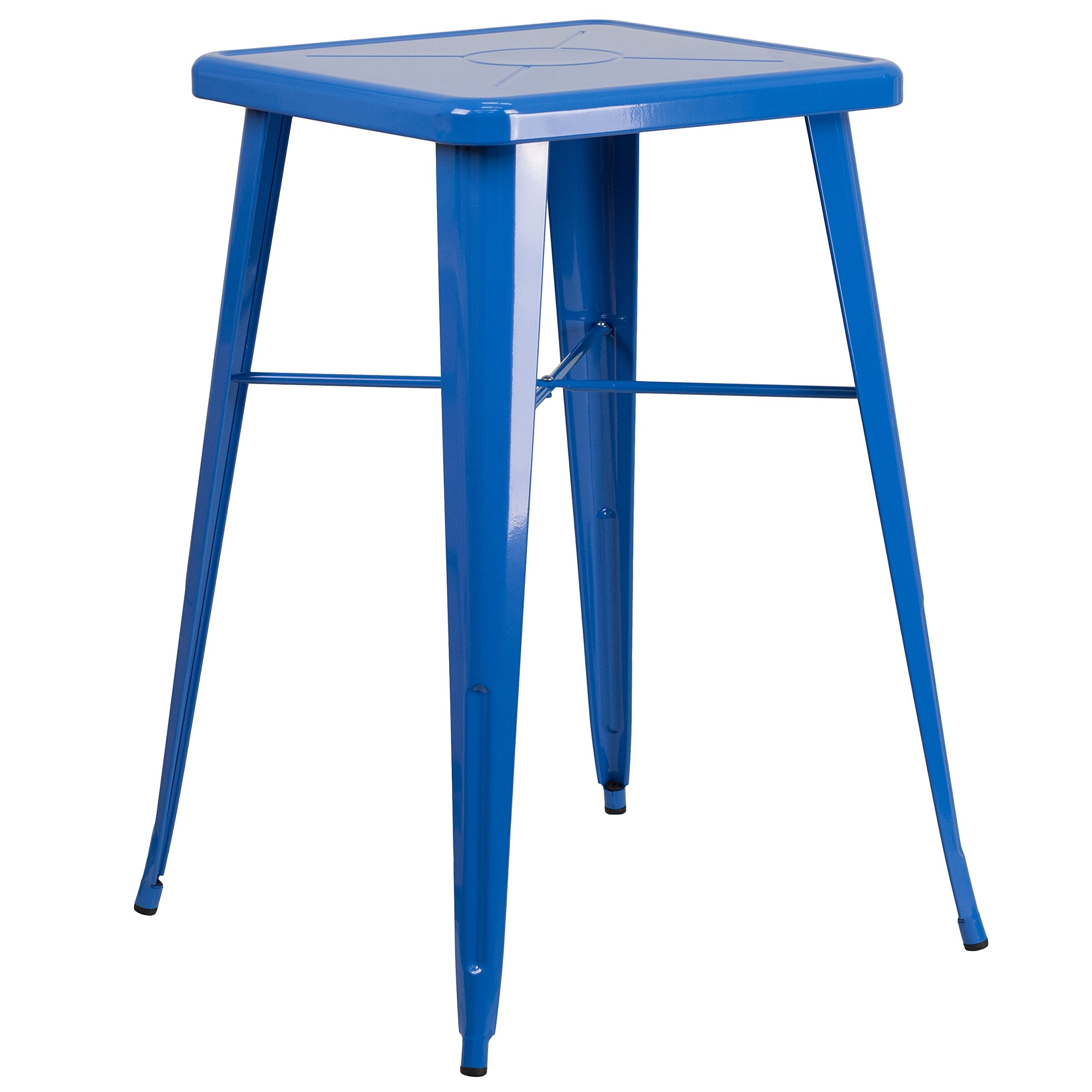 Flash Furniture Aaron Commercial Grade 23.75" Square Blue Metal Indoor-Outdoor Bar Height Table