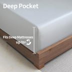 Bamboo Viscose Cooling Fitted Sheet King Size Only, 400 Thread Count, 16'' Deep Pocket Cooling Bottom Sheets For Hot Sleeper, Si