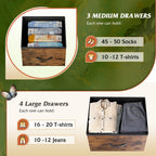 Wlive Dresser Tv Stand, Entertainment Center With Fabric Chest Of Drawers For Bedroom, Media Console Table With Metal Frame And Wood Top For Tv Up To 45 Inch, Rustic Brown Wood Grain Print