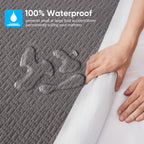 Hanherry 100% Waterproof Full Size Mattress Protector, Grey, Rayon Made From Bamboo, 3D Air Fabric, Cooling, 16 Inch Deep Pocket