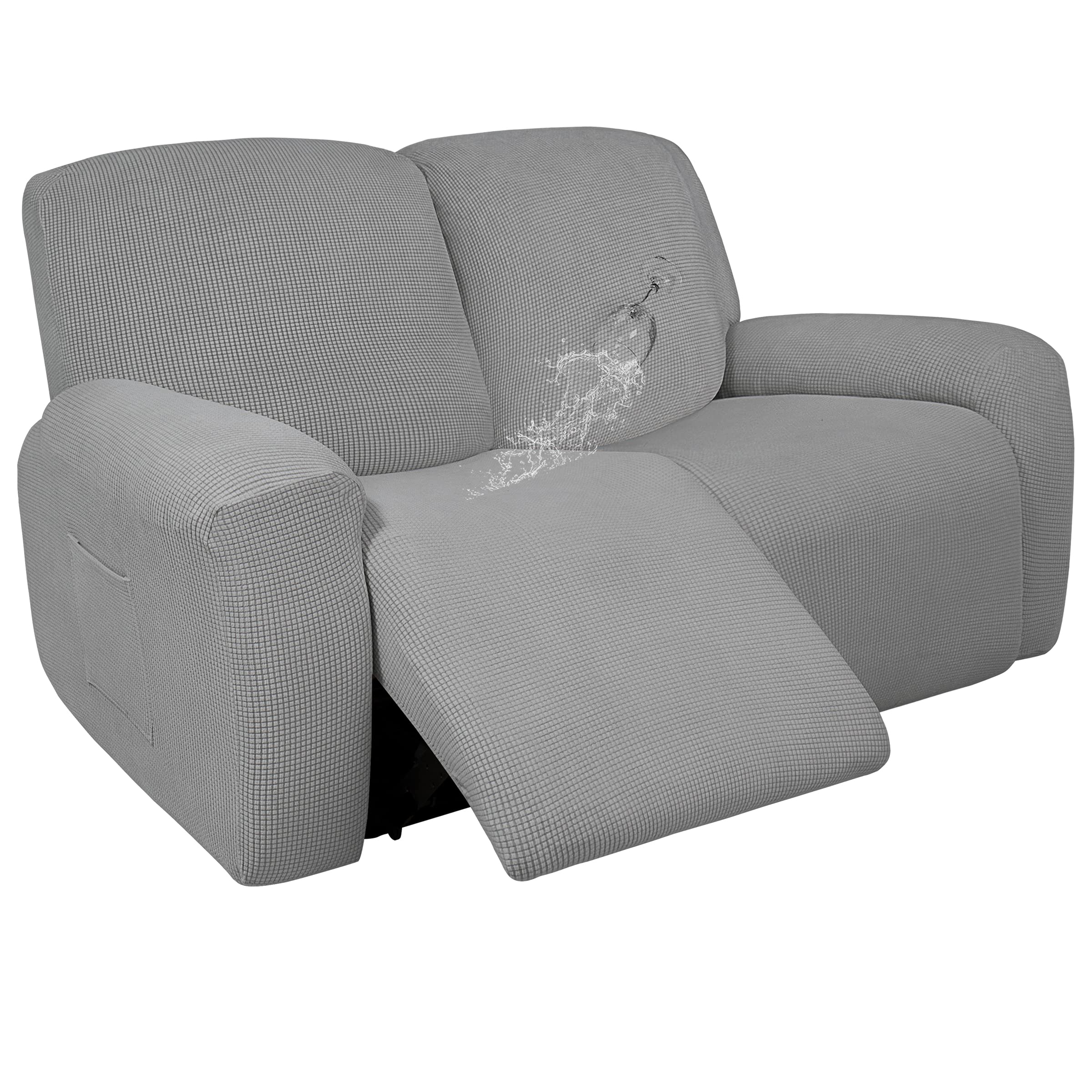 Easy-Going 100% Dual Waterproof Recliner Loveseat Cover, 6-Pieces Stretch Relining Sofa Cover With Pocket, Jacquard 2 Seat Sofa