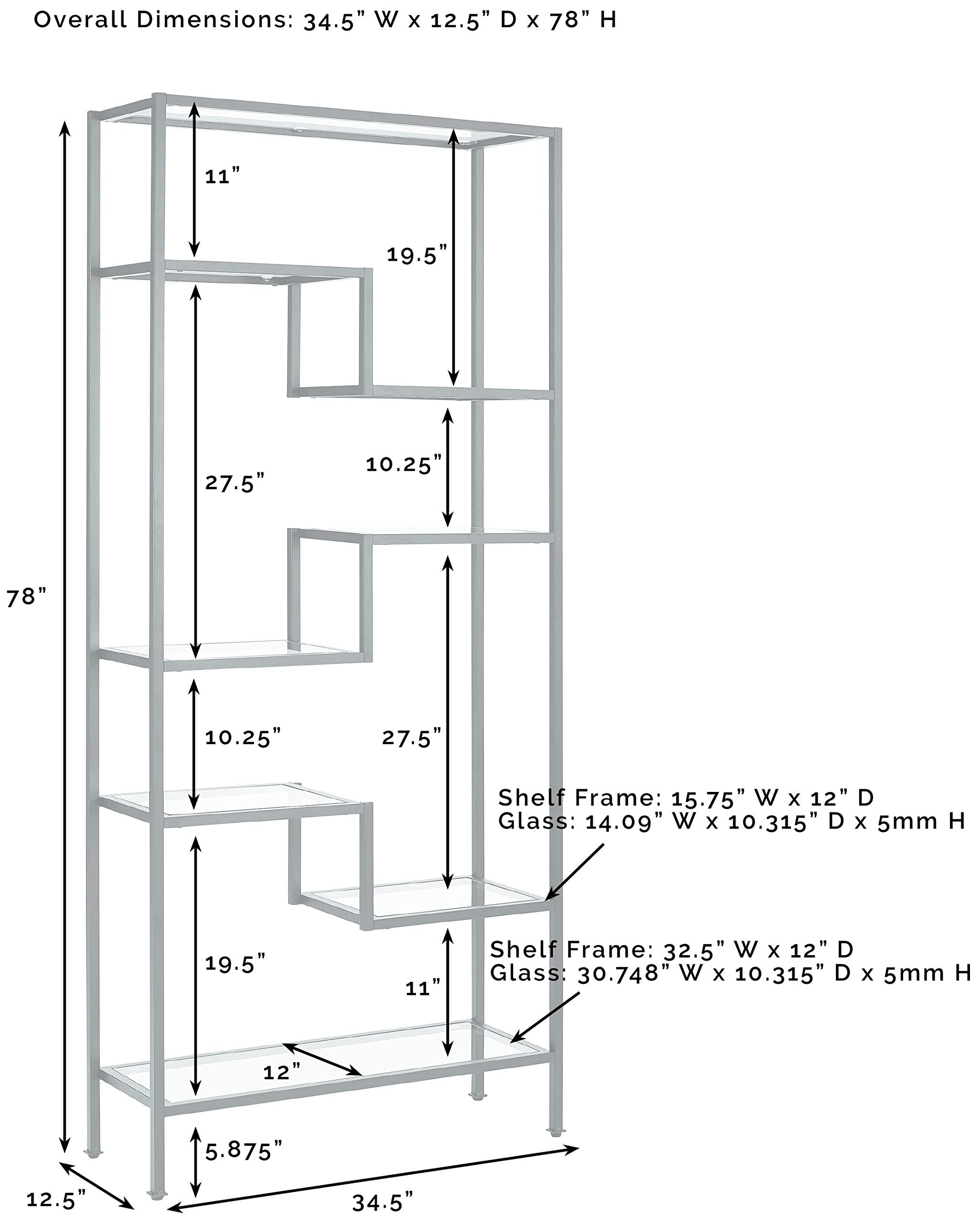 Crosley Furniture Sloane Bookshelf With Glass Shelves, Bookcase Storage, Matte Black