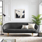 Modway Sublime Channel Tufted Curve Back Fabric Upholstered Sofa In Gray
