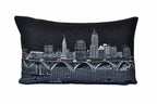 HomeRoots Grey 24' Black Cleveland Nighttime Skyline Lumbar Decorative Pillow