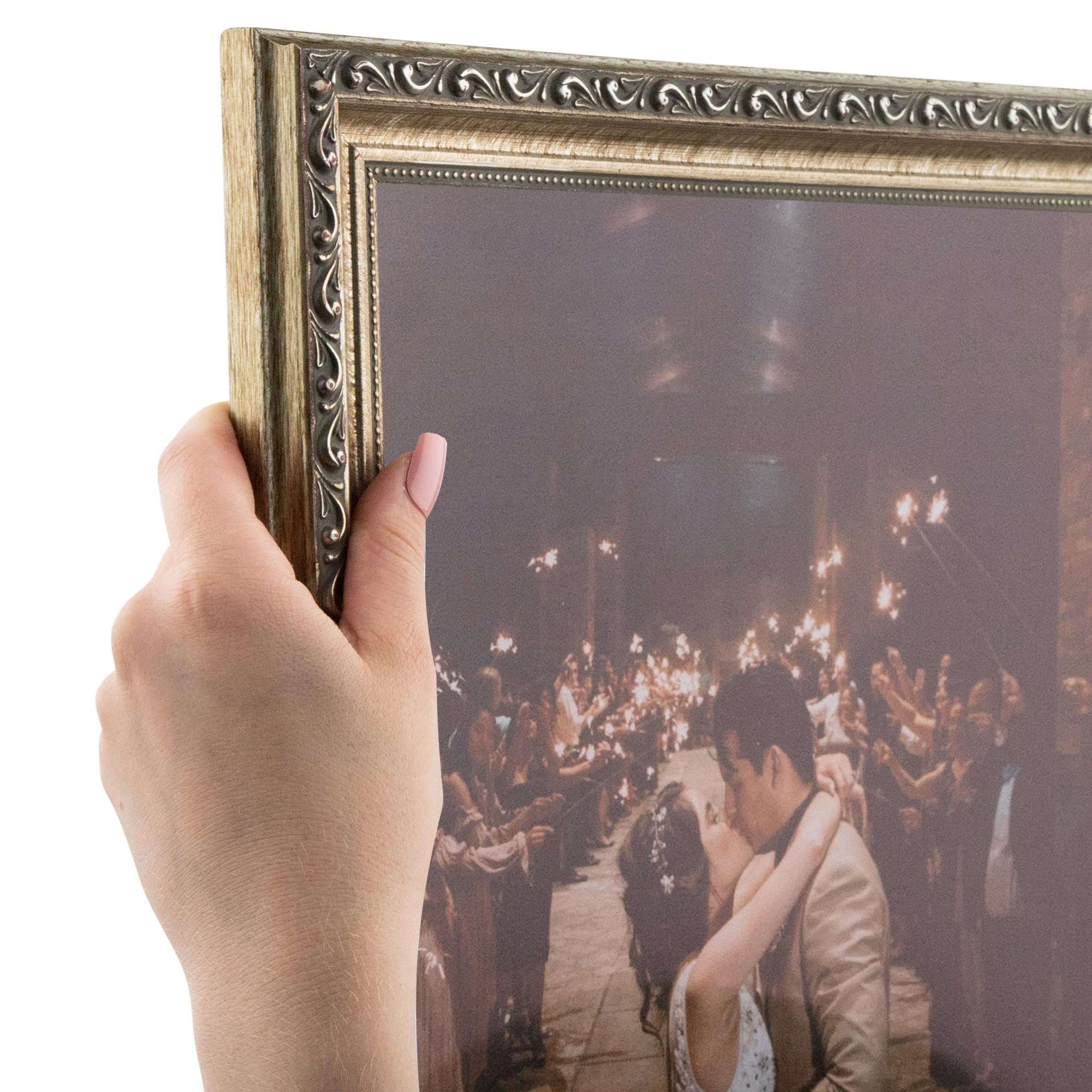 ArtToFrames 10x13 Inch Silver Picture Frame, This 1.30 Inch Custom Poster Frame is Antique Silver - Comes with Regular Glass and