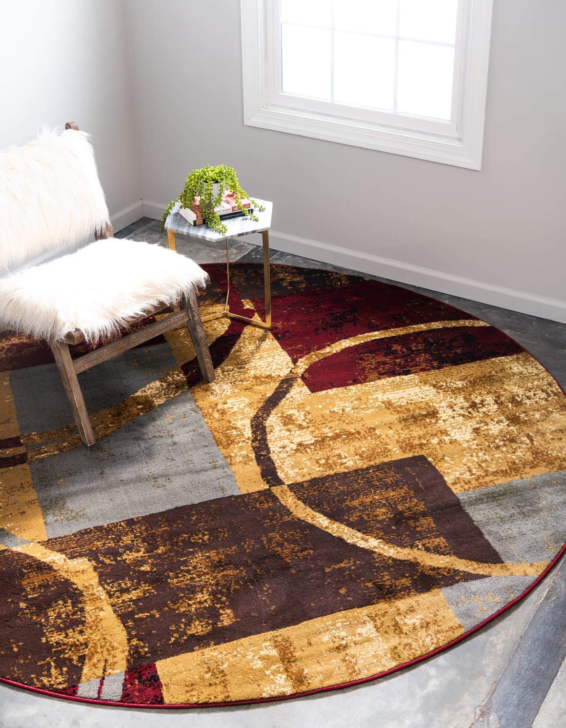 Unique Loom Barista Collection Area Rug - Kouillou (5' 3'' Round, Multi/ Brown)