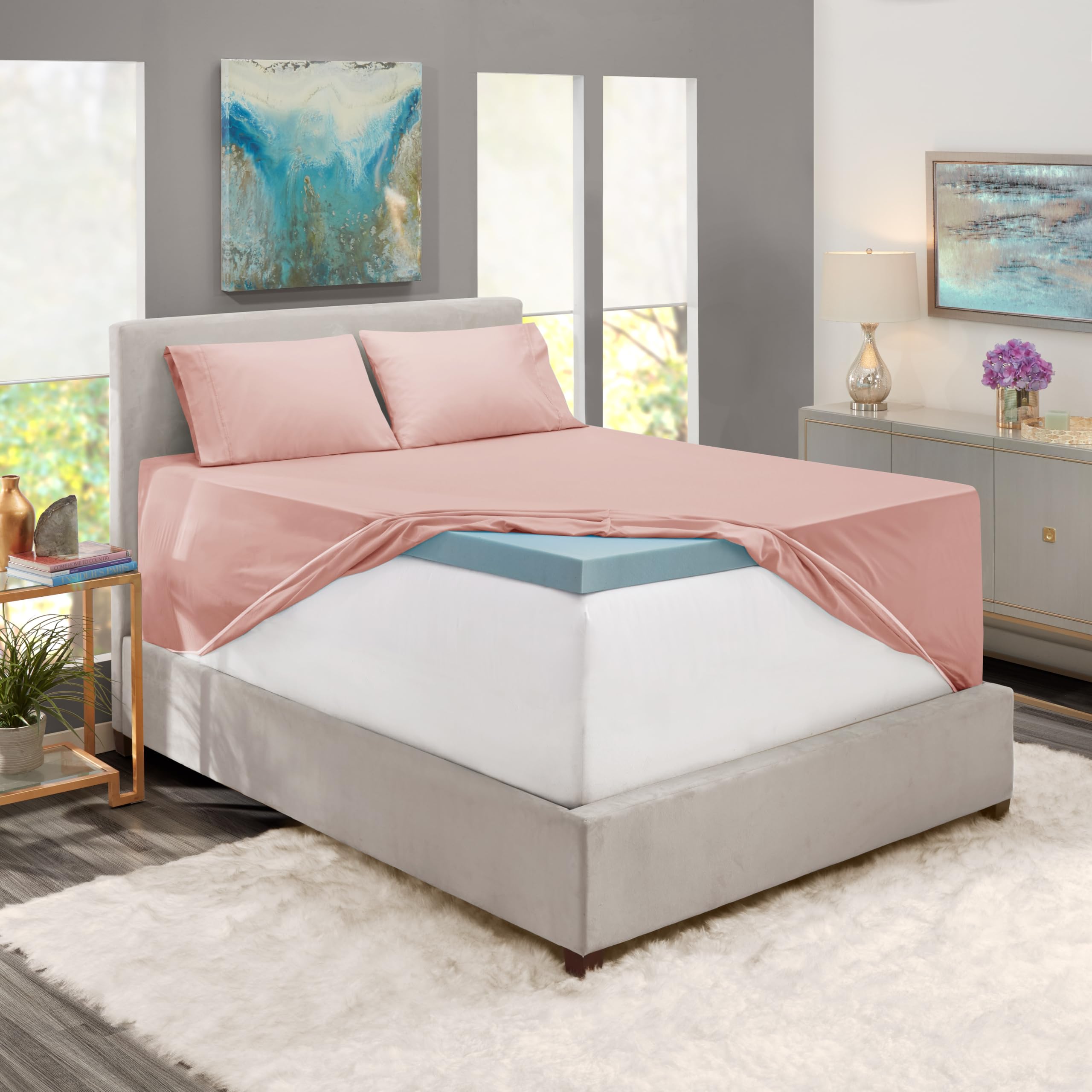 Nestl Extra Deep Pocket Sheets - Fits Mattress 18-24 Inches Deep, Extra Deep Pocket Queen Sheets Sets, 4 Piece Queen Size Sheets, Queen Sheets Deep Pocket, Peach Beige