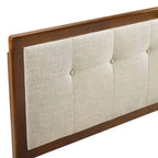 Modway Draper Tufted Queen Fabric And Wood Headboard In Walnut Beige