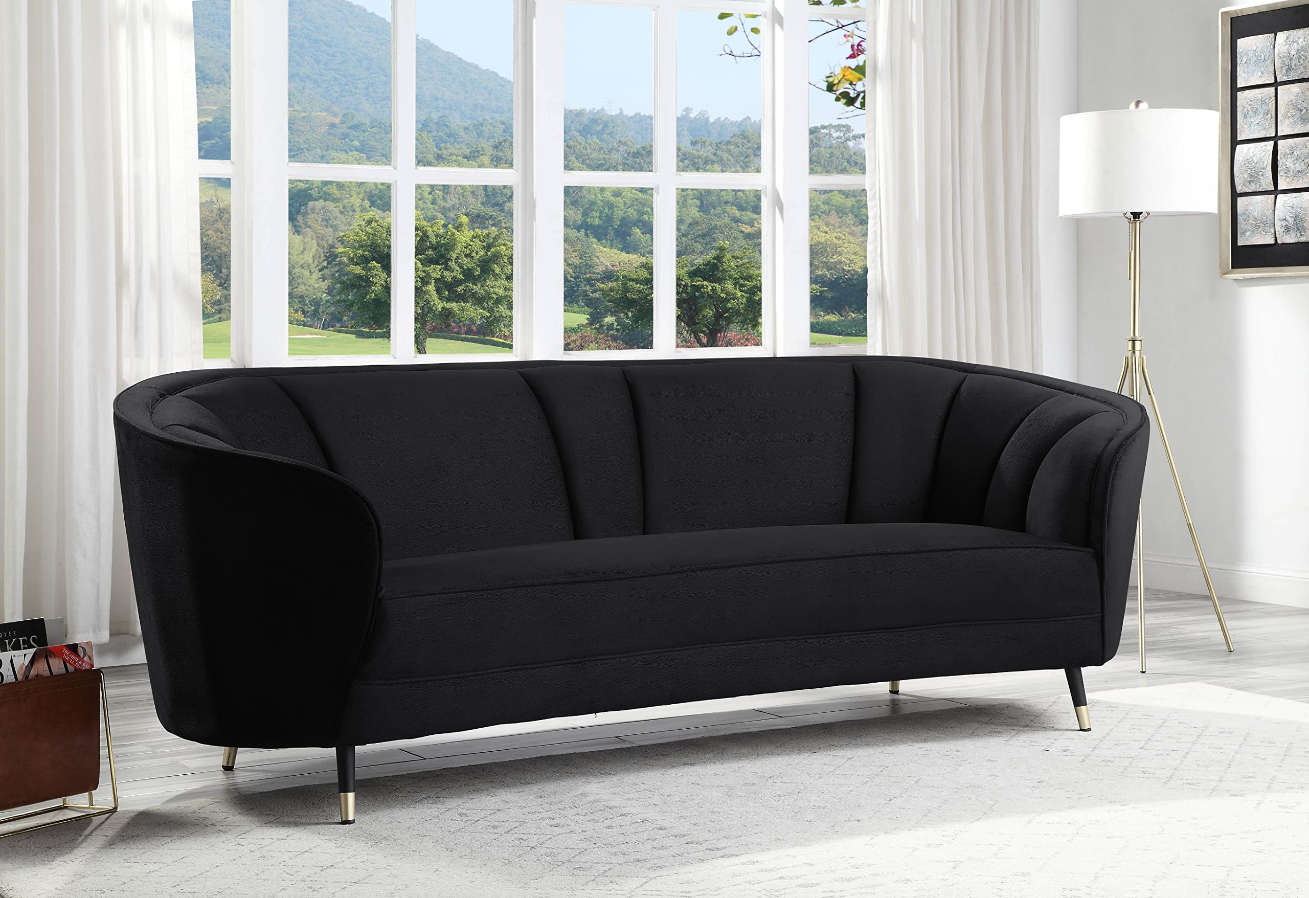 Acme Achim Velvet Upholstered Sofa in Black
