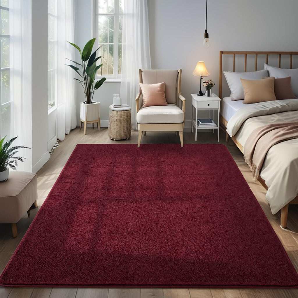 Larhom Super Soft Living Room Rugs, 6X9 Feet Burgundy Red Rugs For Bedroom, Non-Shedding Carpet For Home Decor, Kids Nursery Rug