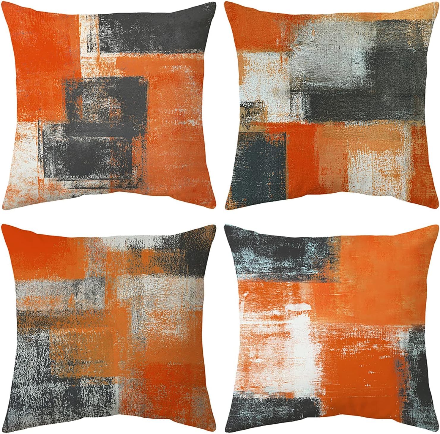 Balaena Burnt Orange Throw Pillow Covers 16X16 Set Of 4 Decorative Cushion Cover Taupe Abstract Art Painting Pillow Covers For S