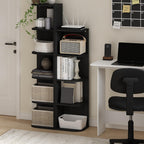Furinno Pasir 5-Tier Corner Open Shelf Bookcase, Blackwood